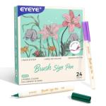 EYEYE Brush Pens for Calligraphy, Soft Tip 24 Colors Set with Blender Marker, Ideal for Drawing, Lettering, Journaling, Sketching & Illustration, Art Supplies for Artists