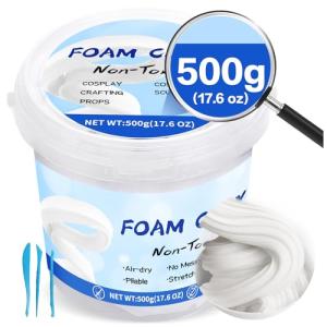 Upgraded Air Dry Clay, Multi-Purpose Foam Clay for Adults and Kids, High Density and Quality Modeling Clay for Cosplay, Arts & Crafts, Super Safe Materials, Perfect Model Magic Gifts, 17.6 oz (White)