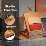 DJAR Tabletop Easel for Painting, Solid Beech Wood Adjustable Sketchbox Desktop Art Easel, Art Supplies Storage Box for Adults, Artists and Students, Natural