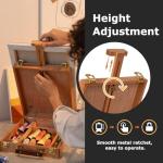 DJAR Tabletop Easel for Painting, Solid Beech Wood Adjustable Sketchbox Desktop Art Easel, Art Supplies Storage Box for Adults, Artists and Students, Natural