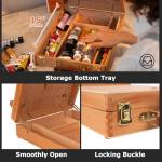 DJAR Tabletop Easel for Painting, Solid Beech Wood Adjustable Sketchbox Desktop Art Easel, Art Supplies Storage Box for Adults, Artists and Students, Natural