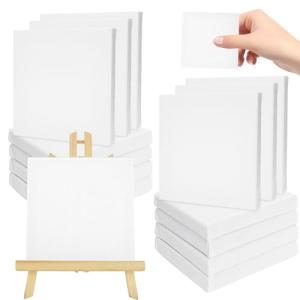 LISHINE 24 Pack Small Stretched Canvas for Painting 6x6 inch, 2/5'' Profile Blank Canvas for Painting, Small Blank Paint Canvas for Art, Acrylics, Oils & Other Painting, Pre-Primed