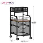 SWTYMIKI Rolling Cart with Drawers - Metal Utility Cart with Wood Shelf, DIY Divider and Locking Wheels, Craft & Art Cart Organizer for Under Desk Storage for Home Office Studio, Espresso