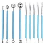 9 Pcs Dotting Tools, Polymer Clay Tools Silicone Sculpting Tool, Double-Ended Ceramic Clay Ball Stylus Dot Painting Tool for Rock, Nail, Drawing, Modeling, Embossing Art