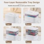 4-Layer Craft Organizers and Storage with Removable Trays, Craft Organizer with lids and Handle, Arts and Crafts Storage, Art Organizer, Crafts Organization, for crayons, Sewing, Tool, Playdoh，White