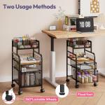 SWTYMIKI Rolling Cart with Drawers - Metal Utility Cart with Wood Shelf, DIY Divider and Locking Wheels, Craft & Art Cart Organizer for Under Desk Storage for Home Office Studio, Espresso