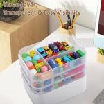 4-Layer Craft Organizers and Storage with Removable Trays, Craft Organizer with lids and Handle, Arts and Crafts Storage, Art Organizer, Crafts Organization, for crayons, Sewing, Tool, Playdoh，White