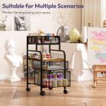 SWTYMIKI Rolling Cart with Drawers - Metal Utility Cart with Wood Shelf, DIY Divider and Locking Wheels, Craft & Art Cart Organizer for Under Desk Storage for Home Office Studio, Espresso