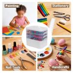 4-Layer Craft Organizers and Storage with Removable Trays, Craft Organizer with lids and Handle, Arts and Crafts Storage, Art Organizer, Crafts Organization, for crayons, Sewing, Tool, Playdoh，White