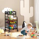 SWTYMIKI Rolling Cart with Drawers - Metal Utility Cart with Wood Shelf, DIY Divider and Locking Wheels, Craft & Art Cart Organizer for Under Desk Storage for Home Office Studio, Espresso