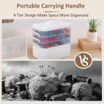 4-Layer Craft Organizers and Storage with Removable Trays, Craft Organizer with lids and Handle, Arts and Crafts Storage, Art Organizer, Crafts Organization, for crayons, Sewing, Tool, Playdoh，White