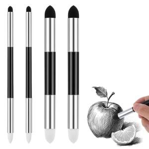 4PCS Artist Blending Sponge Pen, Dual Tip Sketch Rubbing Sponge Brush, Reusable Washable Oil Pastel Blending Tools for Artist Highlight, Shadow, Detail Correcting, Blending-Stumps for Drawing
