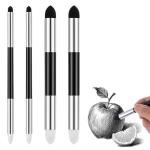 4PCS Artist Blending Sponge Pen, Dual Tip Sketch Rubbing Sponge Brush, Reusable Washable Oil Pastel Blending Tools for Artist Highlight, Shadow, Detail Correcting, Blending-Stumps for Drawing