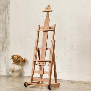 ATWORTH Artist Easel for Painting: Solid Beech Wood Art Easel Stand with Upgrade Hardware-H Frame Hold 2 Canvases up to 78"- Floor Painting Easel for Adults with Wheels