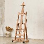 ATWORTH Artist Easel for Painting: Solid Beech Wood Art Easel Stand with Upgrade Hardware-H Frame Hold 2 Canvases up to 78"- Floor Painting Easel for Adults with Wheels