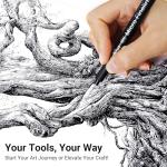 KERIFI Micro Fineliner Drawing Pens for Artists, 16 Black Fine Liner Markers, Waterproof Archival Ink Multiliner Pens, Technical Mandala Zentangle Book Accessories, Art Supplies Stuff Gifts for Adults