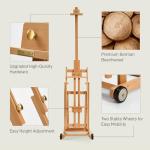 ATWORTH Artist Easel for Painting: Solid Beech Wood Art Easel Stand with Upgrade Hardware-H Frame Hold 2 Canvases up to 78"- Floor Painting Easel for Adults with Wheels