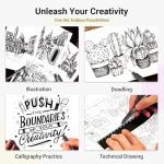 KERIFI Micro Fineliner Drawing Pens for Artists, 16 Black Fine Liner Markers, Waterproof Archival Ink Multiliner Pens, Technical Mandala Zentangle Book Accessories, Art Supplies Stuff Gifts for Adults