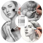 4PCS Artist Blending Sponge Pen, Dual Tip Sketch Rubbing Sponge Brush, Reusable Washable Oil Pastel Blending Tools for Artist Highlight, Shadow, Detail Correcting, Blending-Stumps for Drawing