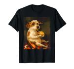 Dog Chill with Taco Funny Dog Eating Taco Oil Painting Art T-Shirt