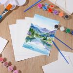 50 Sheets Textured Paper 5 x 7 inch Deckle Edge Watercolor Paper, Cold Press Watercolor Papers 140lb/300 GSM Rough/Textured Handmade Papers for Watercolors, Wedding Invitations, Cards, Crafts