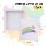 Stretched Canvas for Painting, 5/8 Inch Profile 100% Cotton Artist Framed Blank Canvas for Acrylics,Oils & Other Painting Media (10 Pack 8 * 8 in)