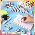 Crtiin 100 Pack Back to School Erasers Bulk Small White Erasers for School Composition Books Design Pencil Eraser Art Eraser for Kids Drawing Bulk Classroom Office Home
