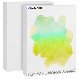 150 Sheets Cotton Watercolor Paper Bulk -230GSM Art Paper-8.5 x 11 inch Painting & Craft Paper, Finger Paints, Watercolor, Tempera, Drawing, Art Room & Home School Crafts