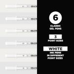 SAKURA Gelly Roll Classic Gel Pens, Opaque White Ink, Ass't Tips 05/08/10, 6 PK 57461