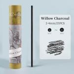 HAUSTGO Willow Charcoal Sticks - Natural Willow Charcoal for Artists, Beginners, or Students of All Skill Levels - Perfect for Drawing and Sketching, Approx. 2-4mm Dia, 25 Sticks