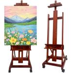 Professional H-Frame Studio Easel, Beech Wood, Height-Adjustable with Wheels, Storage Box, 73-Inch Canvas Capacity (Walnut)