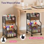 SWTYMIKI 3-Tier Rolling Cart with Drawers - Under Desk Storage Utility Cart with DIY Divider, Wood Shelf & Locking Wheels - Art Cart Organizer on Wheels for Office, Craft Room & Studio Espresso