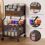 SWTYMIKI 3-Tier Rolling Cart with Drawers - Under Desk Storage Utility Cart with DIY Divider, Wood Shelf & Locking Wheels - Art Cart Organizer on Wheels for Office, Craft Room & Studio Espresso