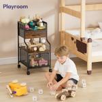 SWTYMIKI 3-Tier Rolling Cart with Drawers - Under Desk Storage Utility Cart with DIY Divider, Wood Shelf & Locking Wheels - Art Cart Organizer on Wheels for Office, Craft Room & Studio Espresso