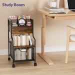SWTYMIKI 3-Tier Rolling Cart with Drawers - Under Desk Storage Utility Cart with DIY Divider, Wood Shelf & Locking Wheels - Art Cart Organizer on Wheels for Office, Craft Room & Studio Espresso