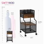 SWTYMIKI 3-Tier Rolling Cart with Drawers - Under Desk Storage Utility Cart with DIY Divider, Wood Shelf & Locking Wheels - Art Cart Organizer on Wheels for Office, Craft Room & Studio Espresso
