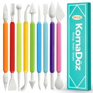 KornaDoz 9 Pcs Double Head Clay Sculpting Tools Kit, Versatile for Pottery Carving, Ceramic & Modeling Clay, DIY Crafts Projects for - Assorted Colors