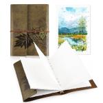 24 Sheets Watercolor Book with Leather Cover, 5.5x8.1inch Deckle Edge Water Color Paper, Cold Press Watercolor Journal, Mixed Media Sketchbook for Adults Students Artists Beginners