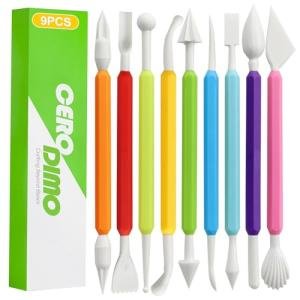 CeroDimo 9 Pack Clay Sculpting Tools Set Double End Pottery Modeling Tools Clay Carving and Shaping Tools Air Dry Clay Tool Kit for DIY Craft Projects Polymer Clay Tools Assorted Colors