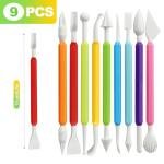 CeroDimo 9 Pack Clay Sculpting Tools Set Double End Pottery Modeling Tools Clay Carving and Shaping Tools Air Dry Clay Tool Kit for DIY Craft Projects Polymer Clay Tools Assorted Colors