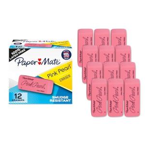 Paper Mate Erasers | Pink Pearl Large Erasers, 12 Count