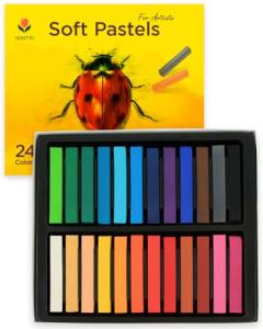 VIOLETTO Long Soft Pastels Set - 24 Vibrant Colors, Acid-Free and Non-Toxic, Ideal for Drawing, Blending, and Shading, Perfect for Artists, Students, Beginners and Creative Projects