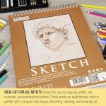 U.S. Art Supply 11"x14" Top Spiral Bound Sketch Book, 2 Pack, 100 Sheets Each, 60lb (100gsm), Acid-Free, Artist Sketchbook, Drawing Pad for Adults & Students