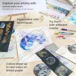 ARTEZA Watercolor Paint Set, 24 Metallic Watercolor Paints, Glitter Watercolor Paint in Half Pans, Travel Watercolor Set