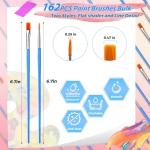 162 Pcs Paint Brushes Bulk, Round Flat Tip Acrylic Paint Brushes Set for Kids Classroom Crafts Oil Watercolor Canvases Face Painting Touch Up