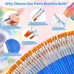 162 Pcs Paint Brushes Bulk, Round Flat Tip Acrylic Paint Brushes Set for Kids Classroom Crafts Oil Watercolor Canvases Face Painting Touch Up
