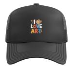 I Love Art Bold Palette Colors Expression Trucker Hat with Adjustable Mesh Back, Black