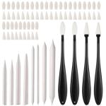 76 PCS Oil Pastel Blending Tools for Drawing, Blending Stumps and Paper Art Blenders Set with 60pcs Replacement Heads, Sponge Pens Sketch Drawing Tools for Highlighting Shadowing
