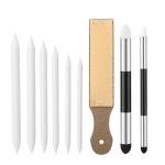 Thinp Blending Stump, 9 Pcs Tortillions Blending Sticks Oil Pastel Blendings Tools with Rub Sponge Pens and Sandpaper Sharpener Oil Pastel Sketch Tool for Charcoal Sketch Drawing