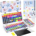 Caliart 168 Colors Watercolor Paint Set, Portable Water Color Palette Kit with Detail Paint Brush, Art Supplies for Painting Coloring, Drawing Gifts for Adults Professional Artists